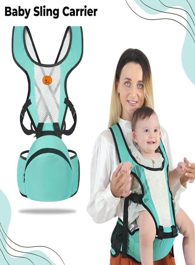 بيمبيكا حاملة أطفال بيمبيكا من حديثي الولادة إلى الأطفال الصغار مع مقعد للورك، متعددة الأوضاع، حاملة أطفال ناعمة، حقيبة كنغر، حاملة أطفال مناسبة لجميع الفصول - أزرق سماوي - Image 2