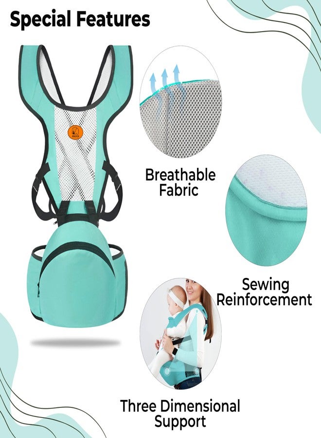 بيمبيكا حاملة أطفال بيمبيكا من حديثي الولادة إلى الأطفال الصغار مع مقعد للورك، متعددة الأوضاع، حاملة أطفال ناعمة، حقيبة كنغر، حاملة أطفال مناسبة لجميع الفصول - أزرق سماوي - Image 5