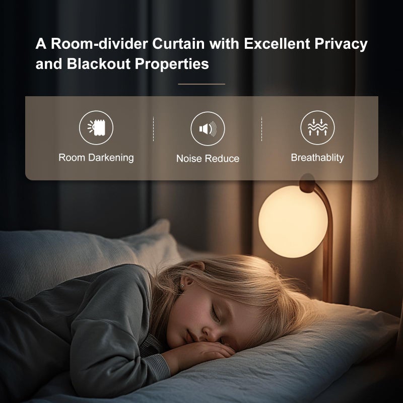 MaKefeile Room Divider Curtains & Flexible Bendable Tracks Set,Privacy Dividers Ceiling Track Curtain Window Blackout Curtains for Living Room Bedroom (W180 Ã— H108 In 1 Panel Black Drape & White Rail) - Image 4