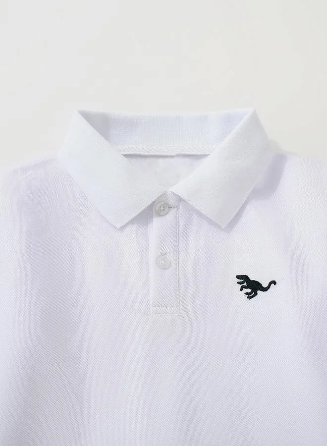 Take Two Take Two Boys White Graphic Polo and Black Jogger Set