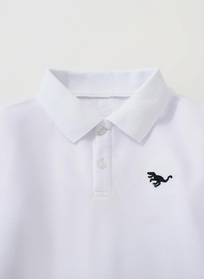 Take Two Boys White Graphic Polo and Black Jogger Set - Image 3