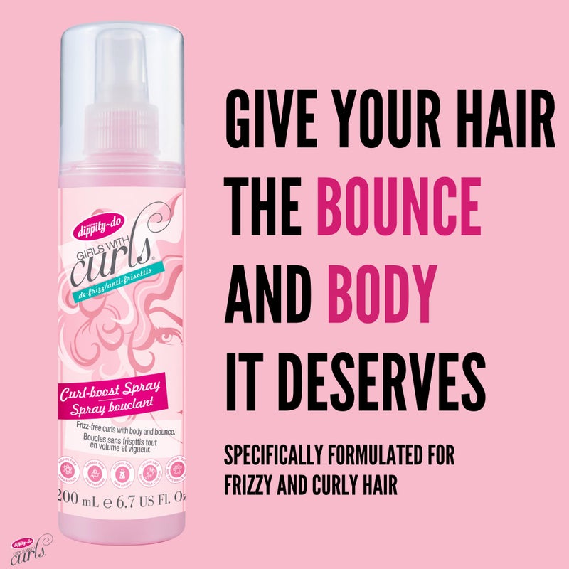 dippity-do Dippity Do Girls With Curls De-Frizz Curl-Boost Spray, Light, 3-in-1 Hair Spray for Refreshing Curly Wavy Hair, Hibiscus, Olive Oil, Anti Frizz Bouncy Curls For Women, Air Dry, Alcohol Free, 6.7 FL Oz - Image 1