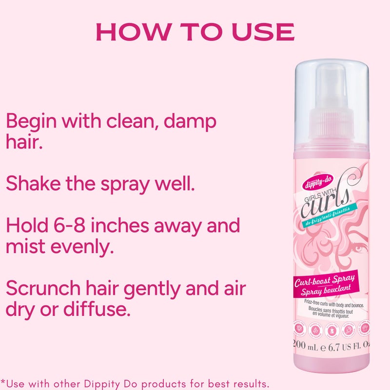dippity-do Dippity Do Girls With Curls De-Frizz Curl-Boost Spray, Light, 3-in-1 Hair Spray for Refreshing Curly Wavy Hair, Hibiscus, Olive Oil, Anti Frizz Bouncy Curls For Women, Air Dry, Alcohol Free, 6.7 FL Oz - Image 4
