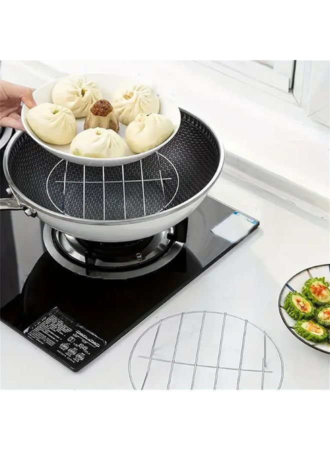 Stainless Steel Circular Cooking Rack 3pcs Set Silvery for Air Fryer Pressure Cooker Steam - Image 5