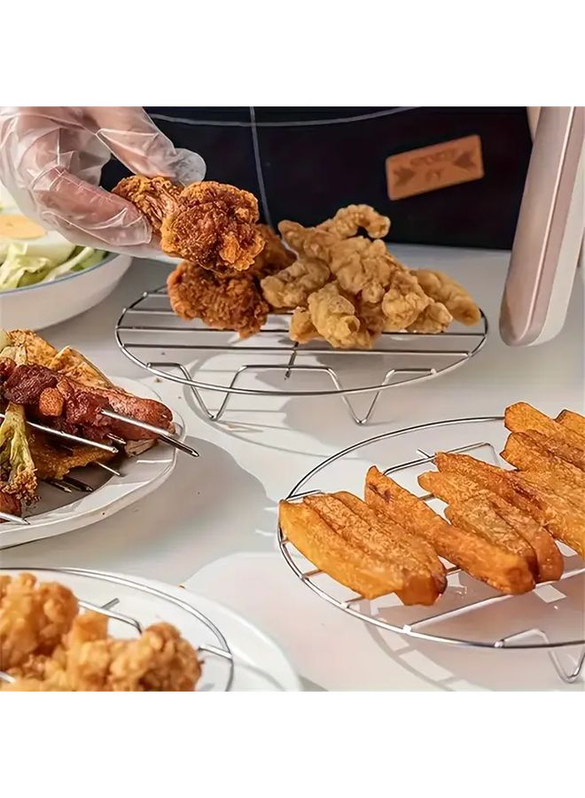 Stainless Steel Circular Cooking Rack 3pcs Set Silvery for Air Fryer Pressure Cooker Steam - Image 4