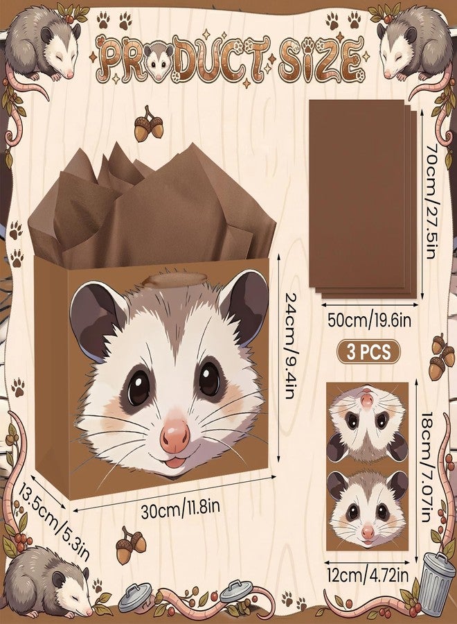 Woosytoo Opossum Gift Bag with Tissue Paper and Card Funny Possum Present Wrapping Bag - Cute Woodland Animal Trash Cat Birthday Party Supplies for Kids Adults Meme Lovers - Image 2