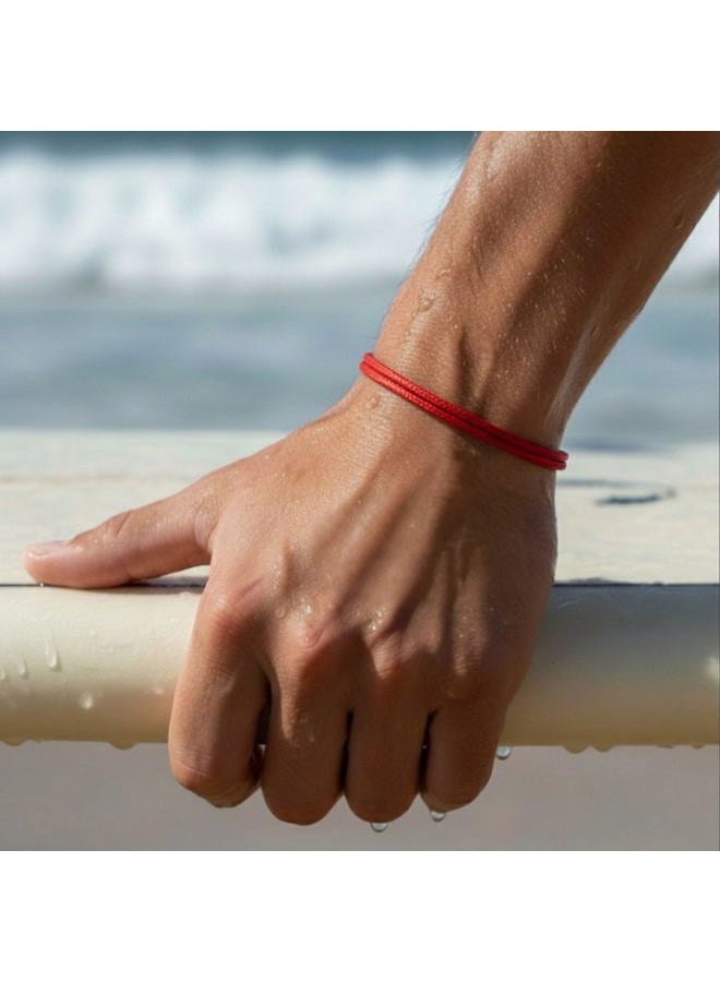 Luck Strings Red cord Bracelet for Men - Adjustable Bracelet for Women - Unisex Adult Waterproof Nylon Cord Surfer Passion protection strength Power Talisman Good Charm Energy Red of Fate Love - Image 5