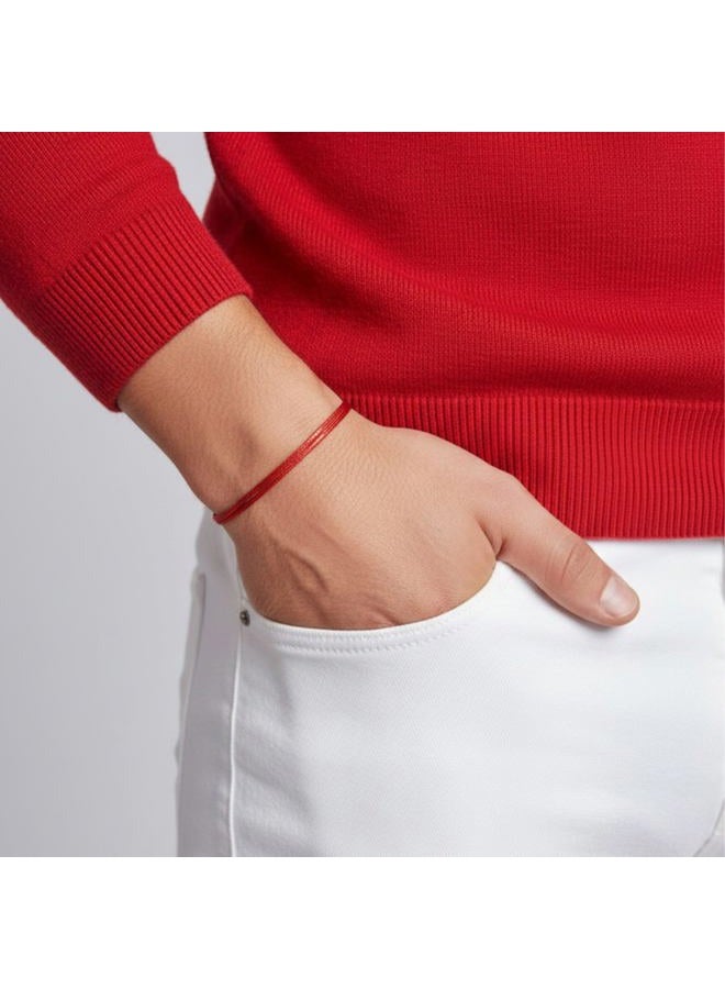 Luck Strings Red cord Bracelet for Men - Adjustable Bracelet for Women - Unisex Adult Waterproof Nylon Cord Surfer Passion protection strength Power Talisman Good Charm Energy Red of Fate Love - Image 4