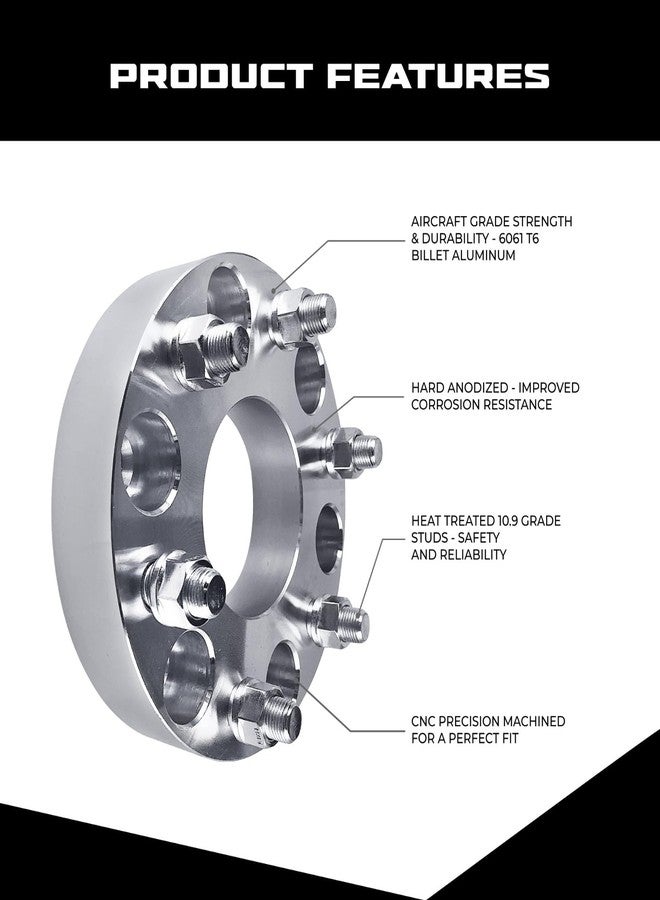 ezaccessory 2 Wheel Adapters Spacers 6x5 to 6x5 | 6x127 to 6x127 Thickness 1 Inch for Trailblazer Envoy 12x1.5 Studs - Image 3