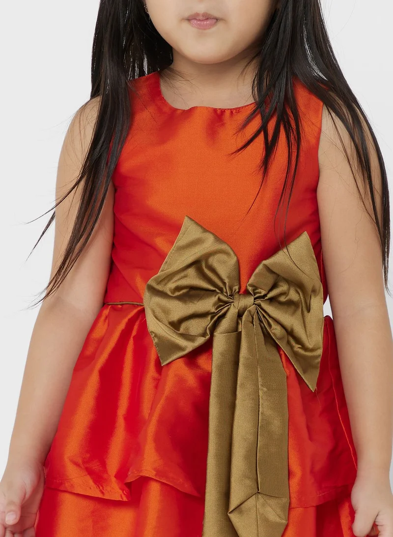 Pinata Partywear Dress With Bow Detailing On Waist