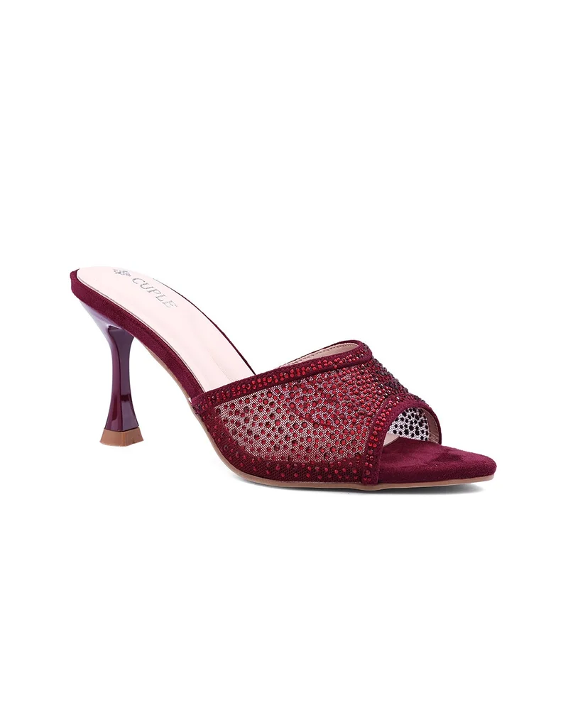 Cuple Womens mesh heeled sandals
