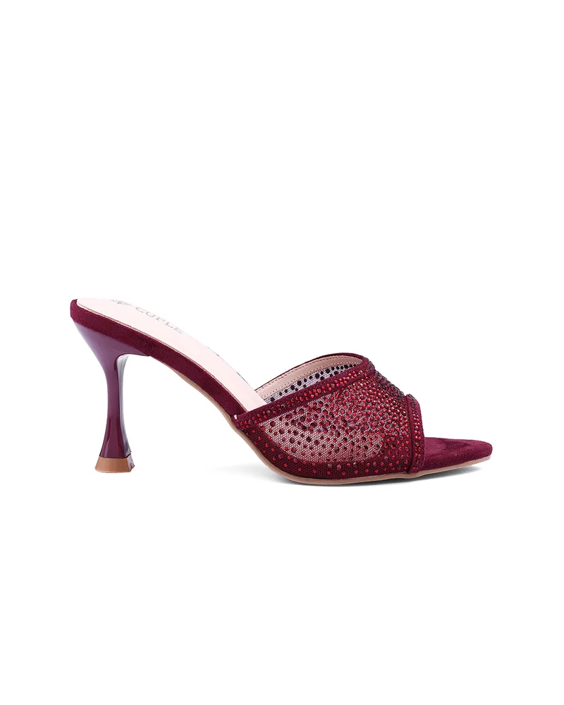 كابلي صنادل نسائية بكعب شبكي