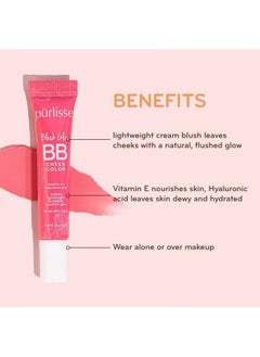 purlisse Blush Glow BB Cheek Color: Cruelty-free & clean, Paraben & Sulfate-free, Cream blush, Long lasting, Vitamin E hydrates | Petal Pink 0.34oz