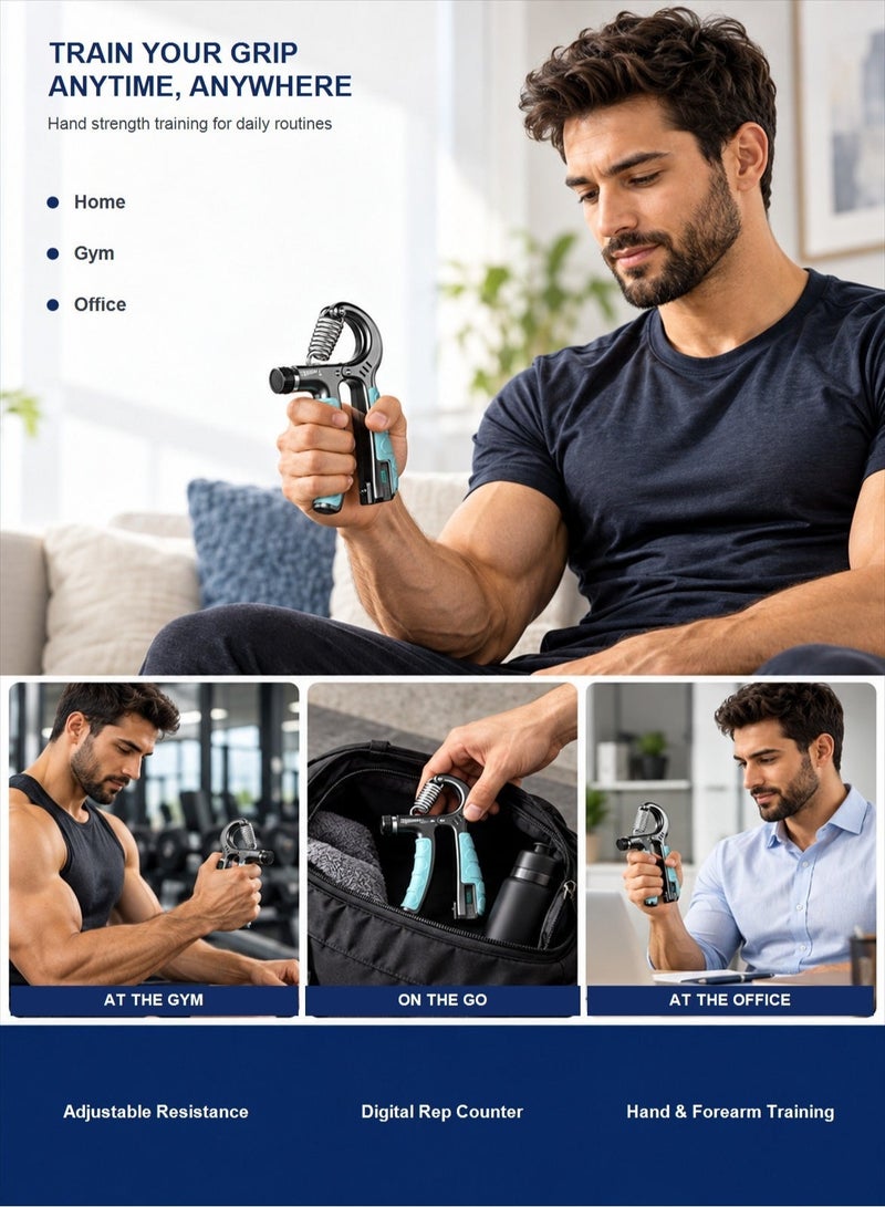 Aido Adjustable Countable Hand Grip Strengthener 5‑200KG, Electronic Counter Wrist Forearm Trainer for Gym Home Workout - Image 4