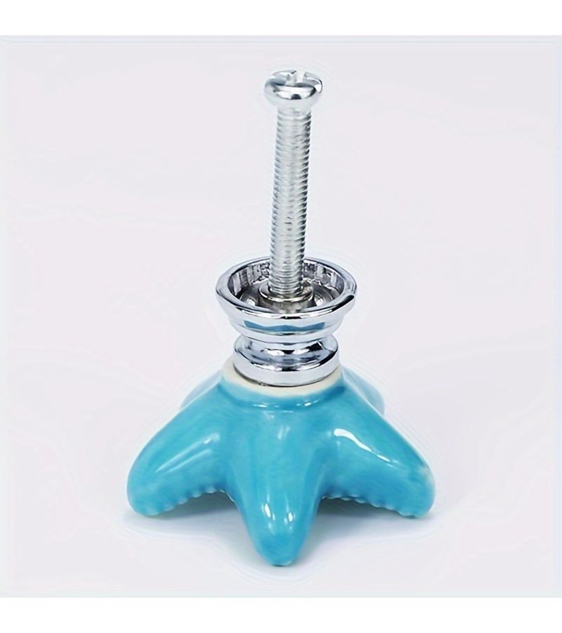 أزرار سحاب خزفية زرقاء على شكل نجم البحر لخزائن السواحل والخزائن ذات الأدراج والدواليب والمطابخ - Image 4