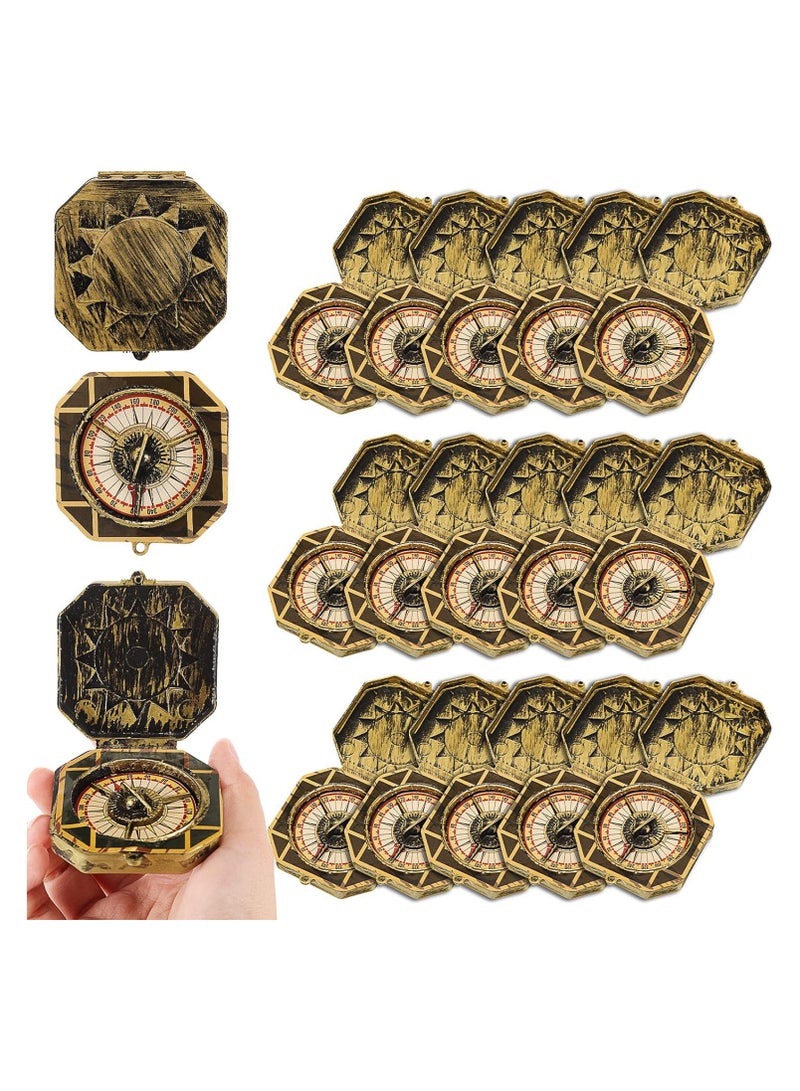 Excefore 24 Pieces Pirate Compass Pirate Party Supplies Bulk, Plastic Pirate Compass for Kids Antique Captain Compass Props Toy for Nautical Pirate Theme Cosplay Party Favor Decor, 2.4 Inch - Image 1