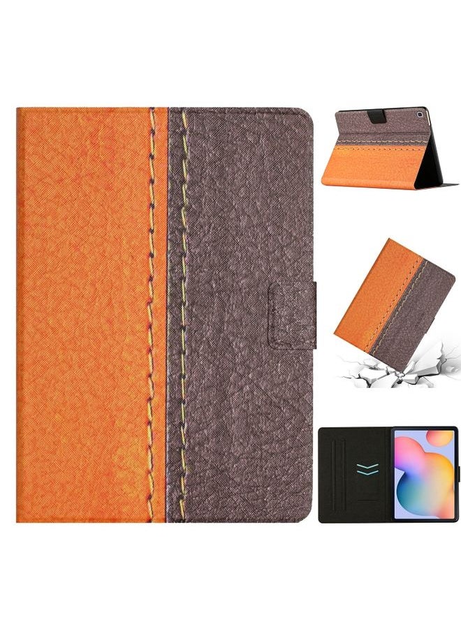 HuHa Case Cover For Samsung Galaxy Tab A7 10.4 2020 T500 Stitching Solid Color Smart Leather Tablet Case Orange 