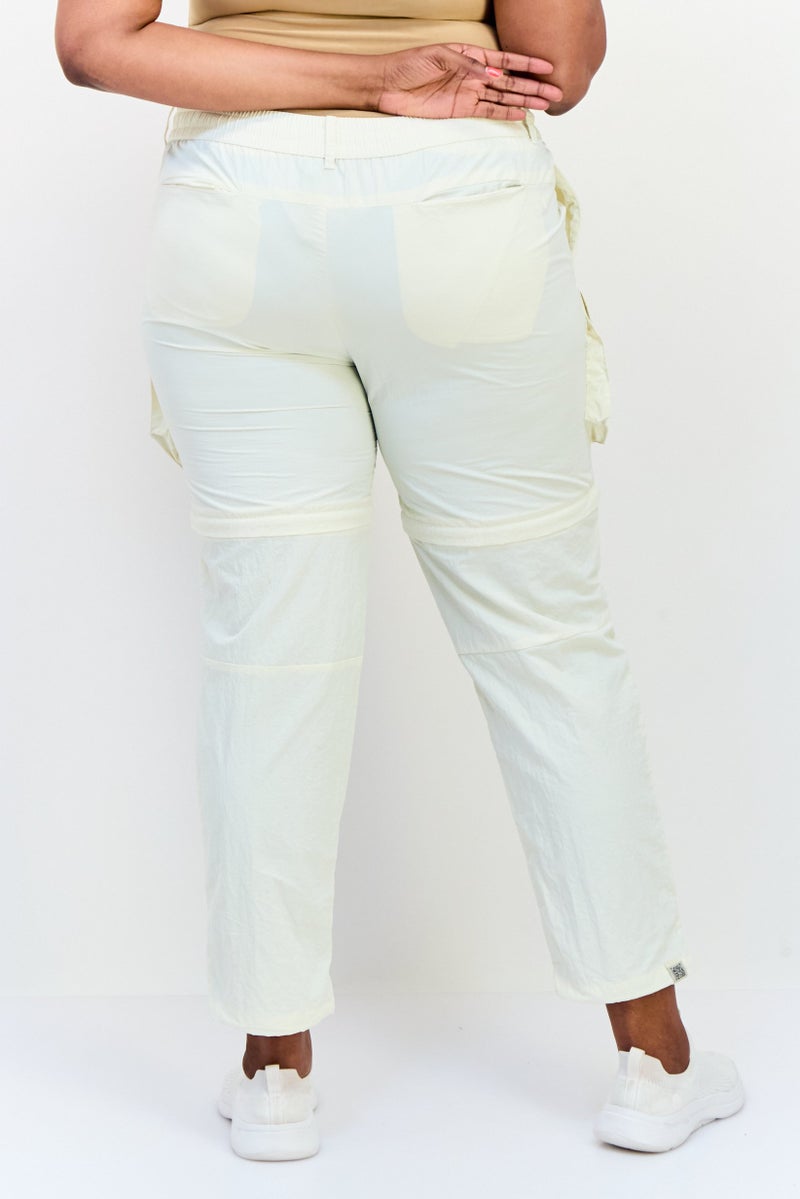 The Giving Movement Women Regular Fit Plain Detachable Cargo Pants, Cream  - Image 2