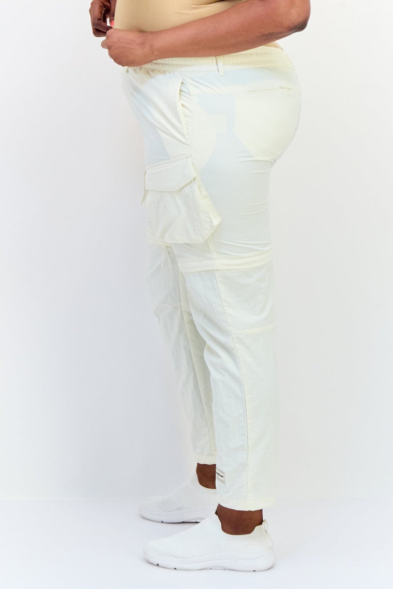 The Giving Movement Women Regular Fit Plain Detachable Cargo Pants, Cream  - Image 3