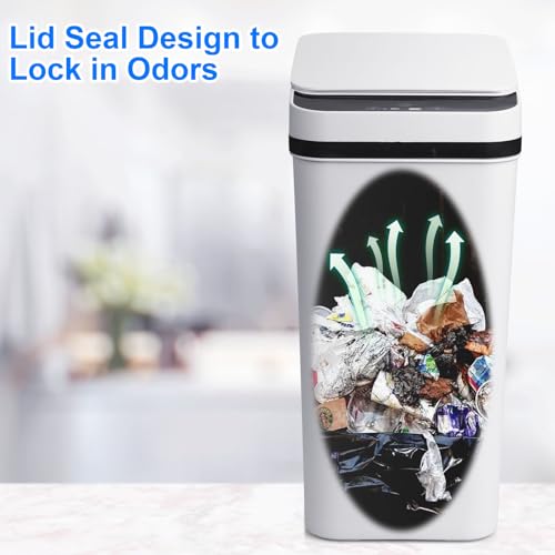 Anborry Smart Touchless Bathroom Trash Can 2.2 Gallon Automatic Motion Sensor Rubbish Can with Lid Electric Narrow Small Garbage Bin for Kitchen, Office, Toilet, Bedroom (Grey) - Image 3