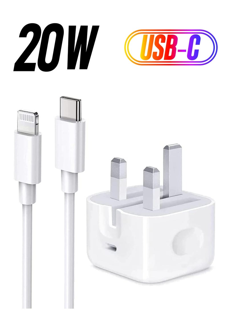 Generic iPhone PD Fast Charger [Apple MFi Certified] 20W Type C Power Block Wall Charger Plug Adapter with 6.6FT USB-C to Lightning Cable Compatible with iPhone 14 13 12 11 X iPad,AirPods Pro (2nd Generation)  - Image 1