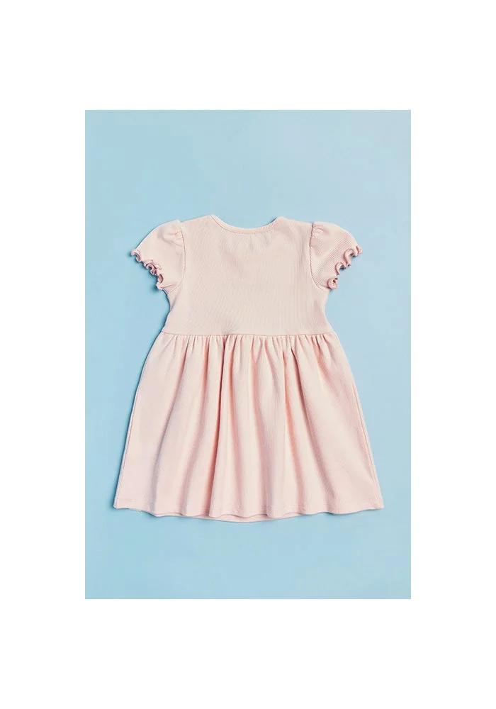 R&b Embroidered Dress with Crew Neck and Short Sleeves