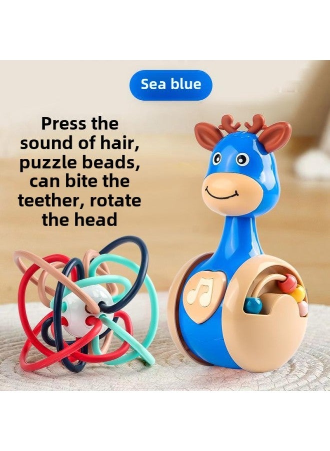 Fawn Tumbler Baby Toy Baby Puzzle Early Education Learning To Climb Guide Artifact 0-1 Year Old Newborn Boys And Girls 3-Color:Fawn Sliding Tumbler  + Manhattan Ball  - Image 1