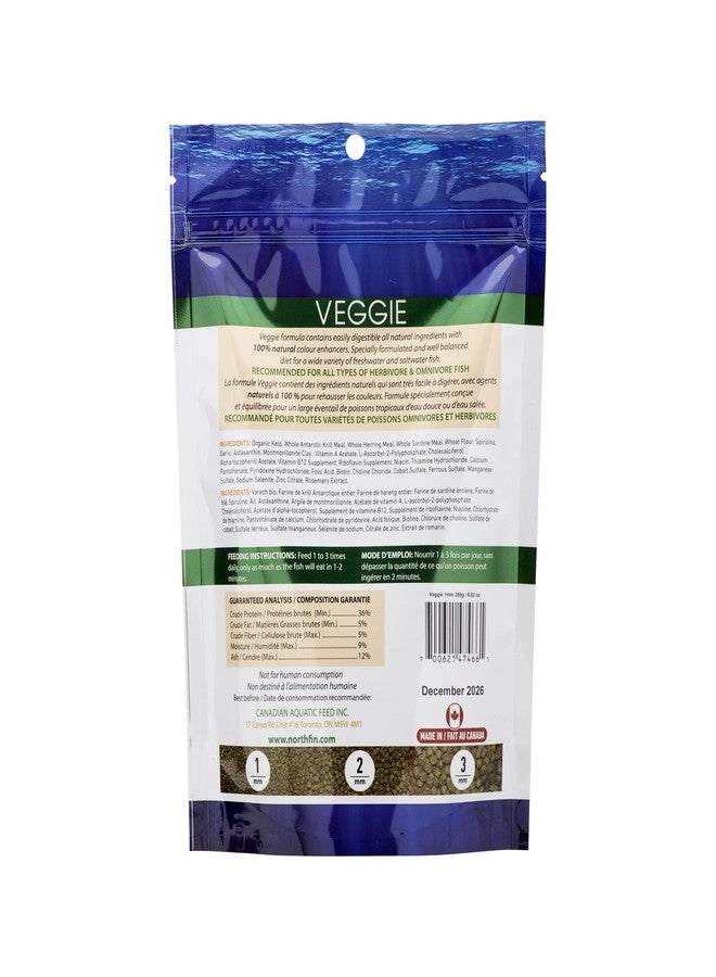 Northfin Veggie Fish Food Formula – Slow Sinking Pellets for Herbivorous Fish (1mm, 250g) | Premium Organic Kelp-Based Diet with Spirulina & Astaxanthin for Enhanced Color & Digestive Health - Image 2