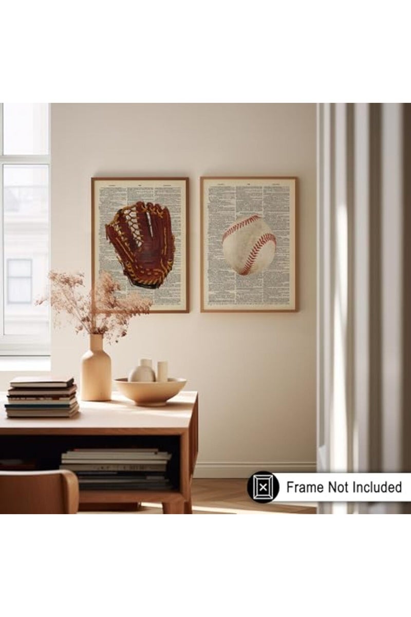 Poster Master 2-Piece Baseball Print - Sports Poster - Game Ball & Gloves Art - Physical Education Wall Design - Dictionary Art - Great Gym or Office Wall Decor - 8x10 UNFRAMED Wall Art - Image 3