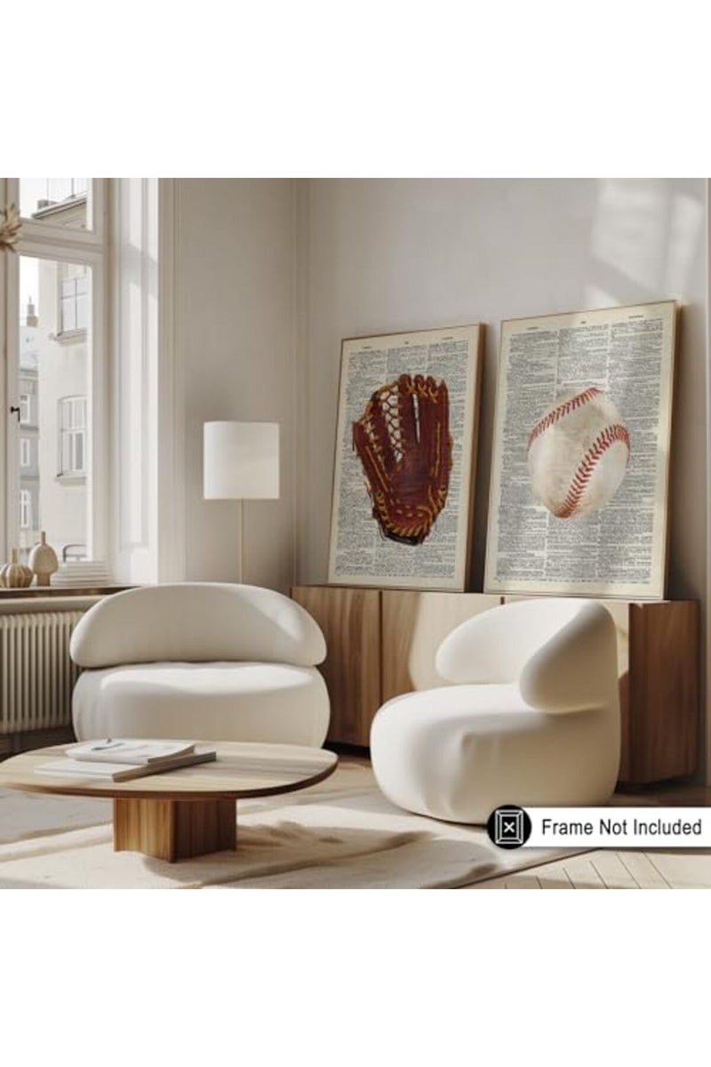 Poster Master 2-Piece Baseball Print - Sports Poster - Game Ball & Gloves Art - Physical Education Wall Design - Dictionary Art - Great Gym or Office Wall Decor - 8x10 UNFRAMED Wall Art - Image 4