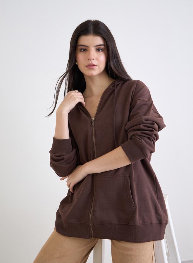 Styli Zip-Up Oversized Longline Hoodie - Image 1