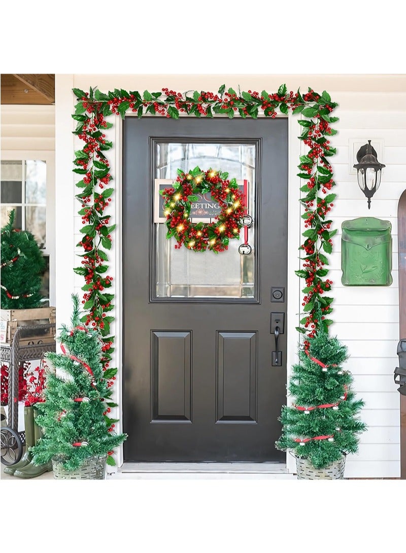 توبيتش زينة عيد الميلاد، إكليل عيد الميلاد الاصطناعي، إكليل عيد الميلاد من أكواز الصنوبر مزين بزينة متنوعة، شجرة التنوب لتزيين الأبواب (خضراء) - Image 5