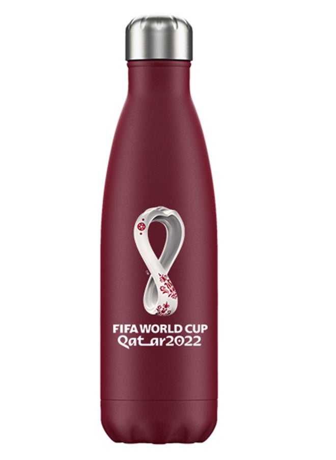 World Cup 2022 Printed Stainless Steel Vacuum Double Wall Bottle 500ml- Maroon  - Image 1