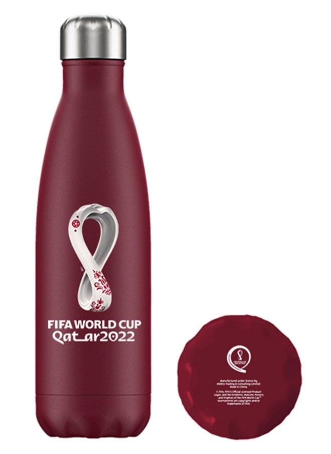 World Cup 2022 Printed Stainless Steel Vacuum Double Wall Bottle 500ml- Maroon  - Image 2