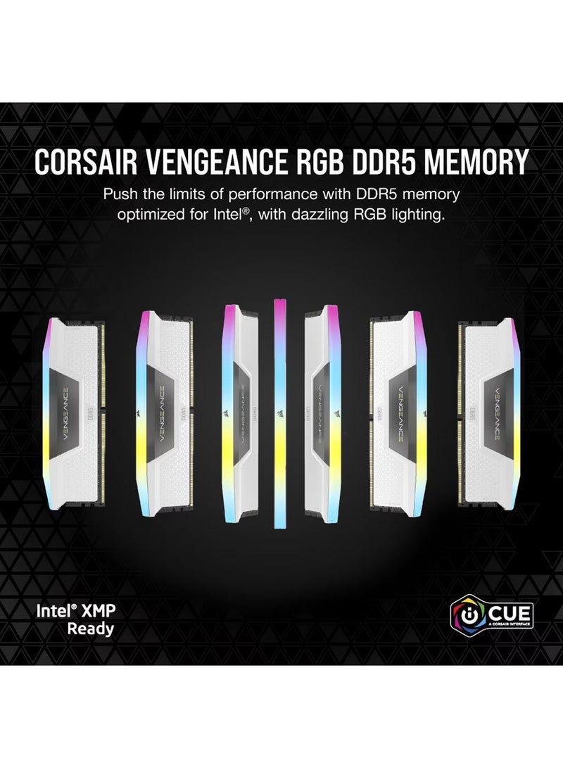 CORSAIR Corasiar VENGEANCE RGB 64GB (2x32GB) DDR5 DRAM 6400MT/s CL32 Memory Kit — White | CMH64GX5M2B6400C32W - Image 2