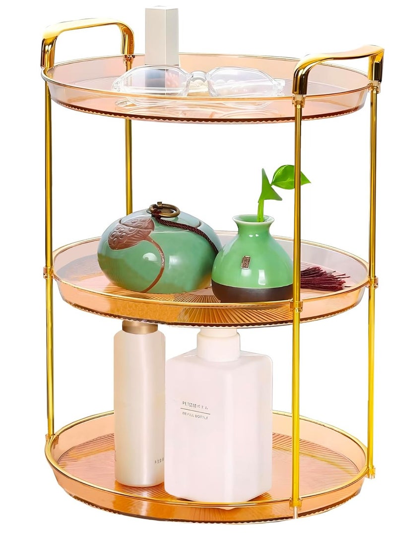 كوزي نست ستاند تقديم مستطيل بثلاث طبقات بمقبض ذهبي صينية تزيين فاخرة للفواكه، الكيك، الحلويات، العطور والقهوة لون بني - Image 4