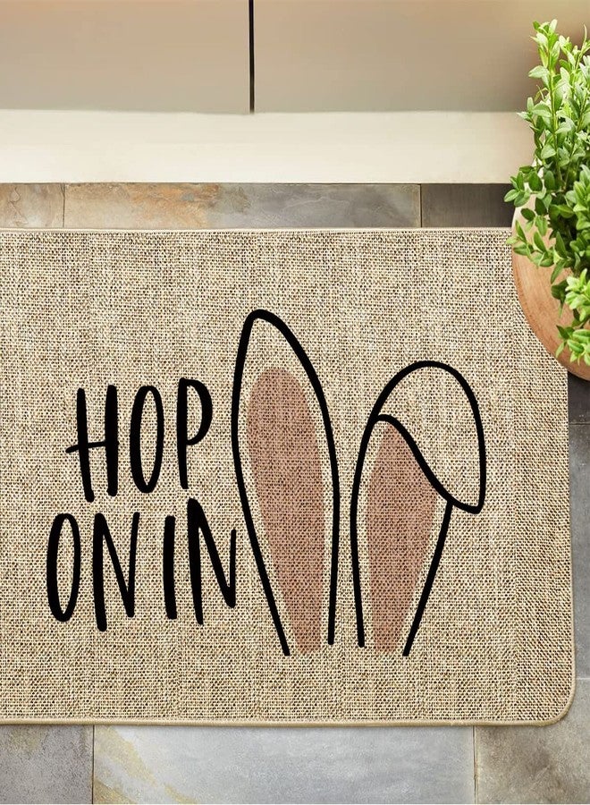 GAGEC Happy Easter Door Mat Hop On in Easter Doormat Cute Bunny Ears Entrance Rugs Spring Farmhouse Indoor Bathroom Home Kitchen Decorations Floor Front Door Mat Outdoor 17 x 27 Inch - Image 5