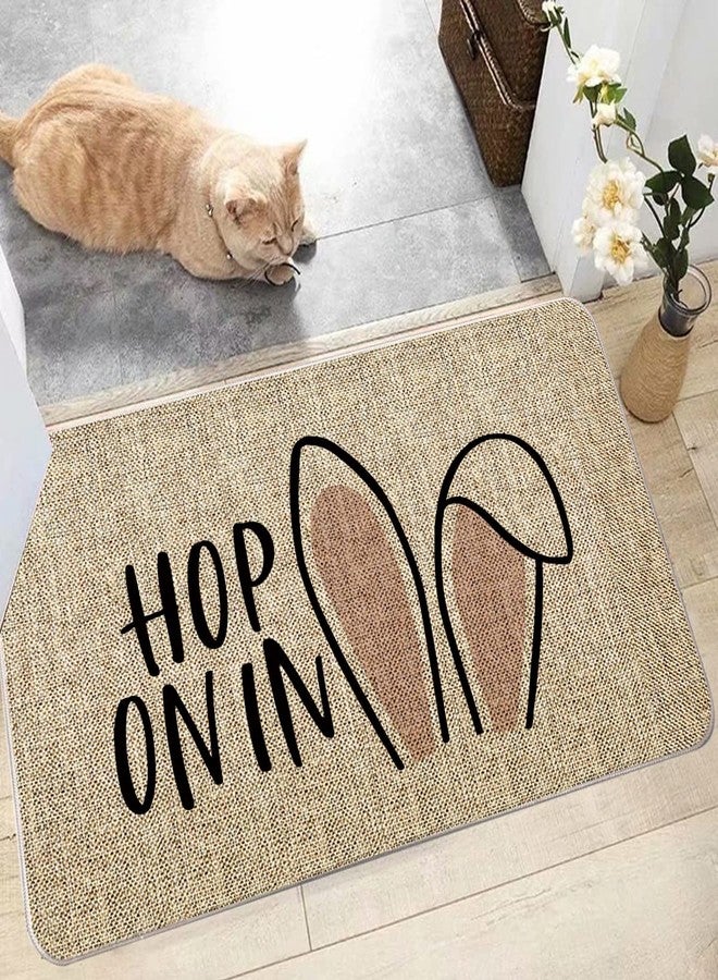 GAGEC Happy Easter Door Mat Hop On in Easter Doormat Cute Bunny Ears Entrance Rugs Spring Farmhouse Indoor Bathroom Home Kitchen Decorations Floor Front Door Mat Outdoor 17 x 27 Inch - Image 4