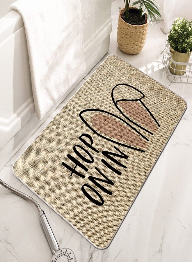 GAGEC Happy Easter Door Mat Hop On in Easter Doormat Cute Bunny Ears Entrance Rugs Spring Farmhouse Indoor Bathroom Home Kitchen Decorations Floor Front Door Mat Outdoor 17 x 27 Inch - Image 3