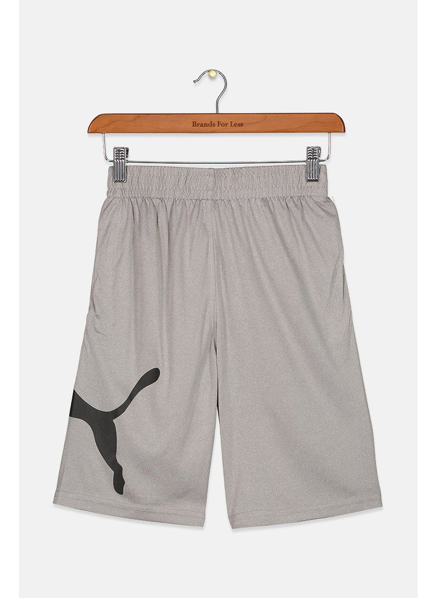 PUMA Kids Boy Sportswear Fit Brand Logo Short, Charcoal Grey  - Image 2