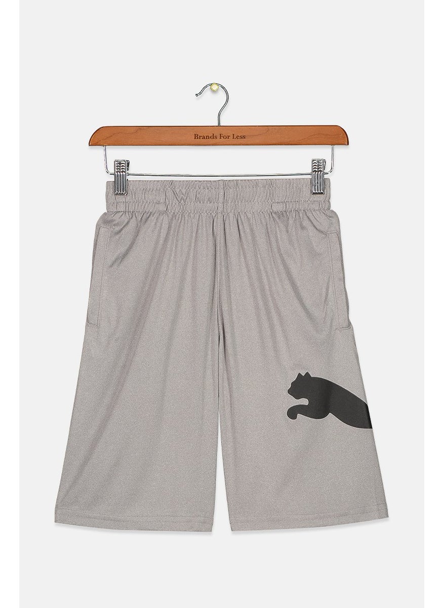 PUMA Kids Boy Sportswear Fit Brand Logo Short, Charcoal Grey  - Image 1