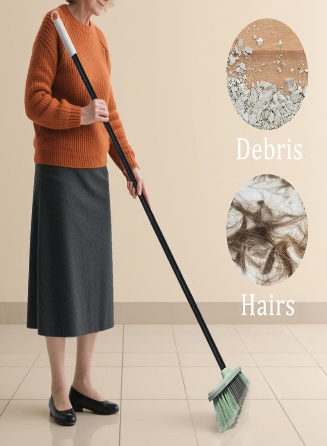 Zthluyc Indoor Broom Soft Bristle Brooms - Brooms for Sweeping Indoor Pet Hair, House Broom for Cleaning Hardwood, Tile, and Decking Surfaces Across.（Green） - Image 3