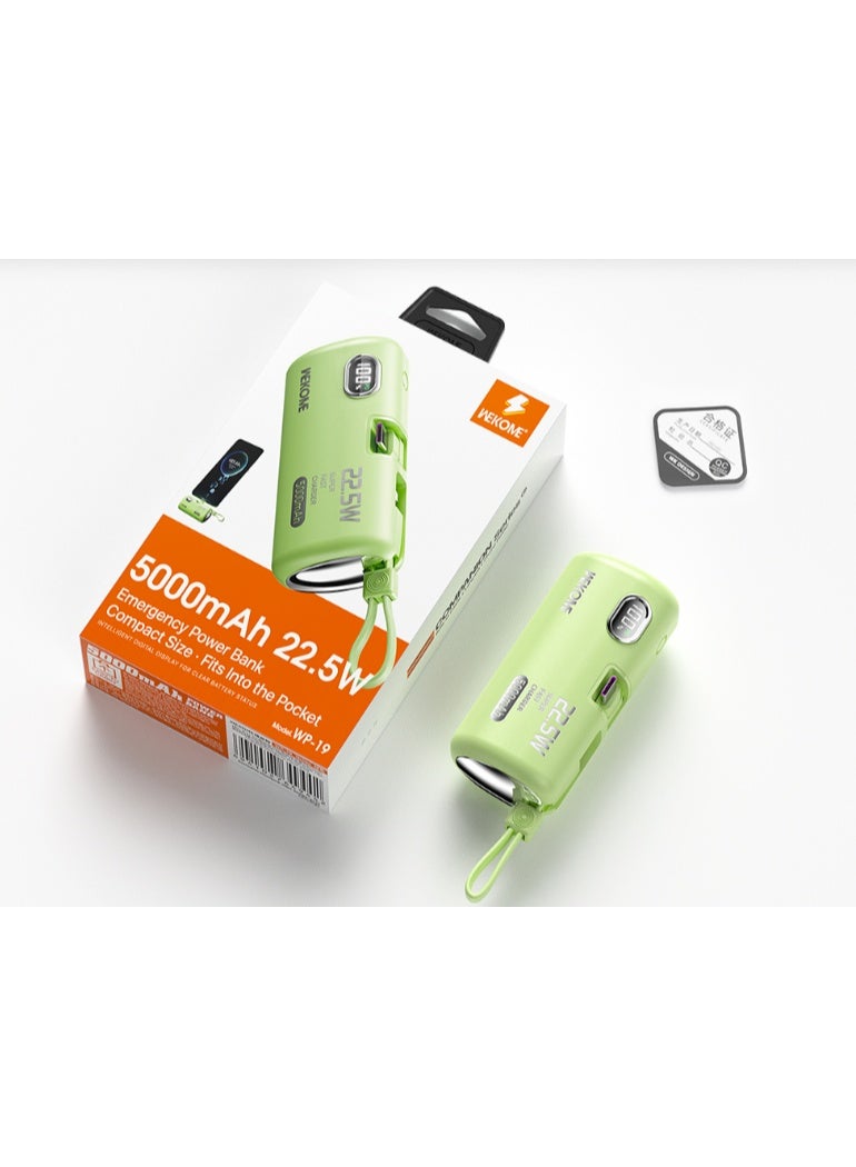 Wekome WP-19 (5000mAh) 22.5W Companion Series Super Fast Charging Power Bank(green) - Image 1
