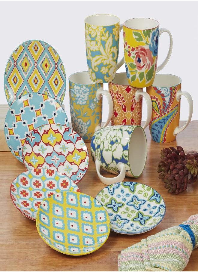 Certified International - Certified International Damask Floral 14 oz. Mugs, Set of 6 Assorted Designs, - Image 1
