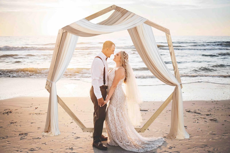 Lvydec 3 Panels Wedding Arch Draping Fabric, 30" x 20ft Mixed Color Chiffon Fabric Drapery Sheer Backdrop Curtain for Wedding Ceremony Party Decoration (Elegant Neutral) - Image 5