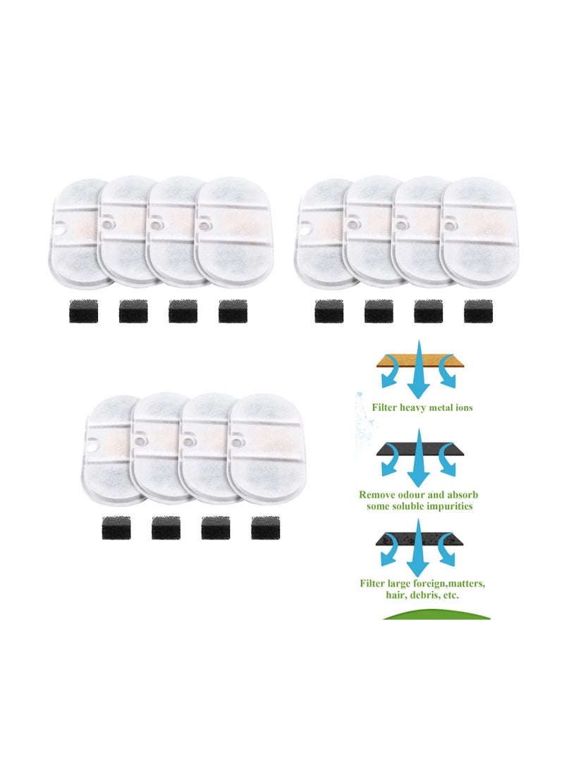 SOLARAE Cat Water Fountain Filters Pet Water Fountain Replacement Filter with 12 Sponges for 71oz 2.1L PLWF002 Capsule Cat Water Fountain Pet Fountain Filter Set Triple Filtration System 12PCS - Image 1
