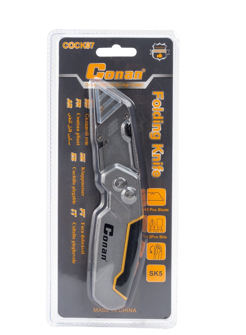 Conan Folding Knife CO11C1K07 – Heavy Duty Utility Cutter with 3 Blades & Durable Handle - Image 1