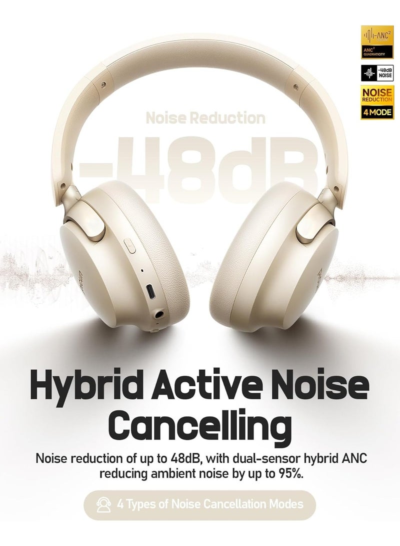 بيكن سماعه قيمنق لاسلكية للألعاب NC60، سماعات رأس هجينة بخاصية إلغاء الضوضاء النشطة، سماعات رأس لاسلكية قابلة للطي فوق الأذن بتقنية بلوتوث 5.4، وقت تشغيل يصل إلى 80 ساعة، وضع الشفافية، صوت جهير ستيريو، معادل صوت مخصص عبر تطبيق للسفر والمنزل، لون كاكي - Image 2