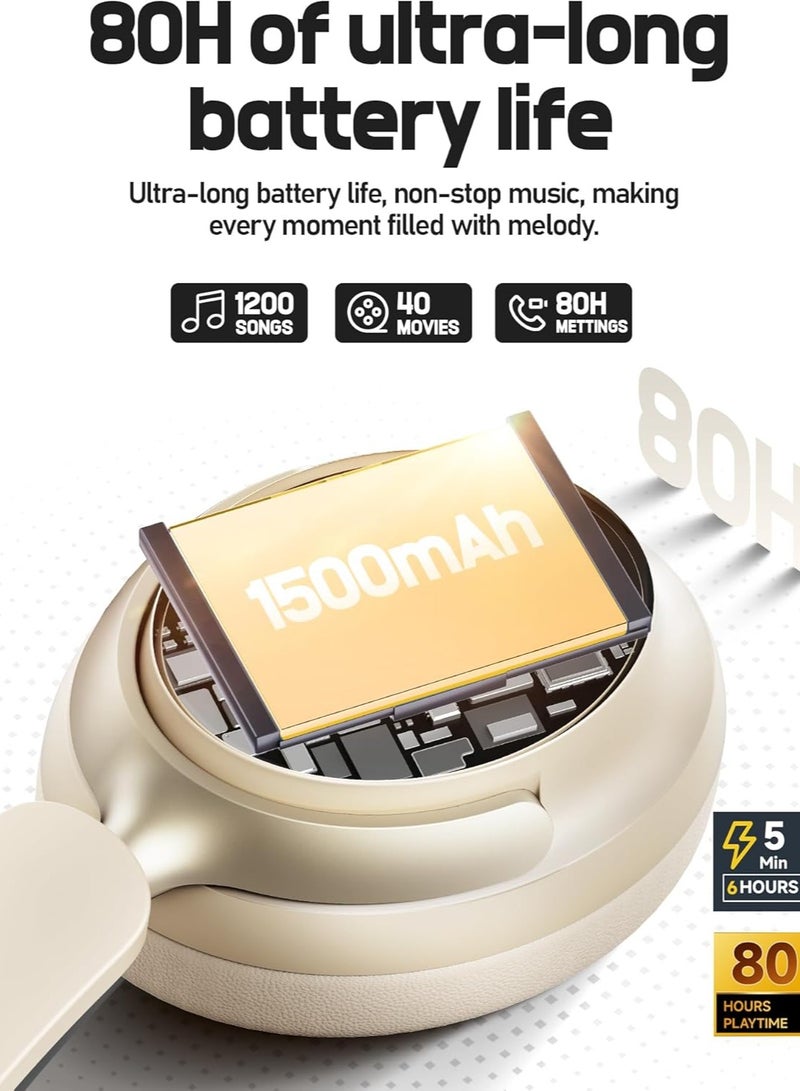 بيكن سماعه قيمنق لاسلكية للألعاب NC60، سماعات رأس هجينة بخاصية إلغاء الضوضاء النشطة، سماعات رأس لاسلكية قابلة للطي فوق الأذن بتقنية بلوتوث 5.4، وقت تشغيل يصل إلى 80 ساعة، وضع الشفافية، صوت جهير ستيريو، معادل صوت مخصص عبر تطبيق للسفر والمنزل، لون كاكي - Image 3