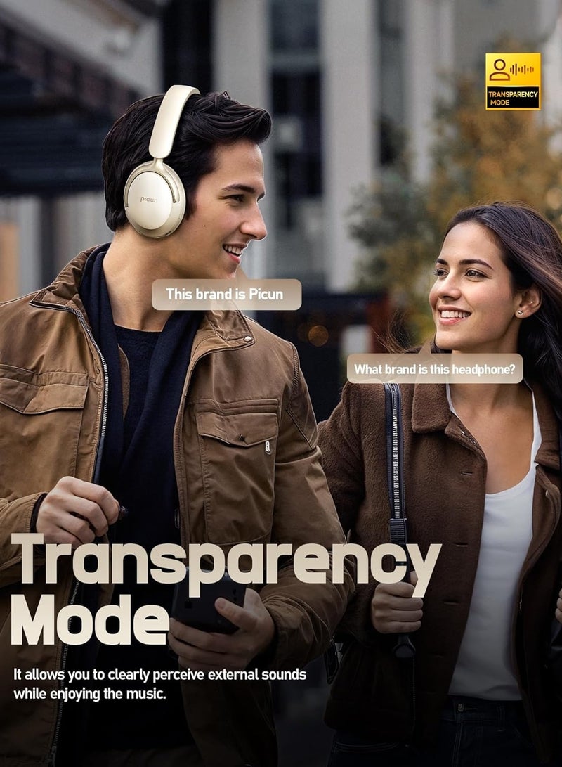 بيكن سماعه قيمنق لاسلكية للألعاب NC60، سماعات رأس هجينة بخاصية إلغاء الضوضاء النشطة، سماعات رأس لاسلكية قابلة للطي فوق الأذن بتقنية بلوتوث 5.4، وقت تشغيل يصل إلى 80 ساعة، وضع الشفافية، صوت جهير ستيريو، معادل صوت مخصص عبر تطبيق للسفر والمنزل، لون كاكي - Image 4